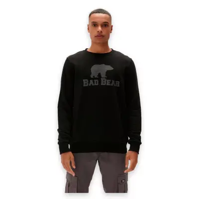 Bad Bear 22.02.12.007 Logo Crewneck Siyah Erkek Sweatshirt - 1