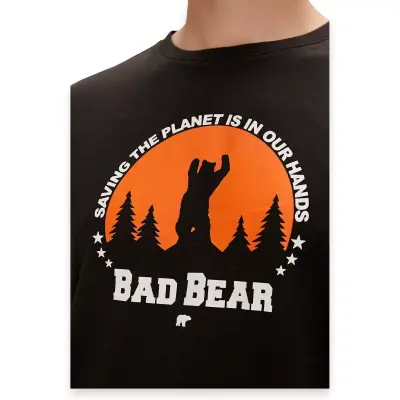 Bad Bear 24.01.07.049 Re-Planet Siyah Unisex T-Shirt - 3