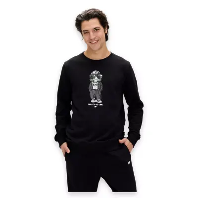 Bad Bear 24.02.12.019 Gator Crewneck Sweat Siyah Erkek Sweatshirt - 4