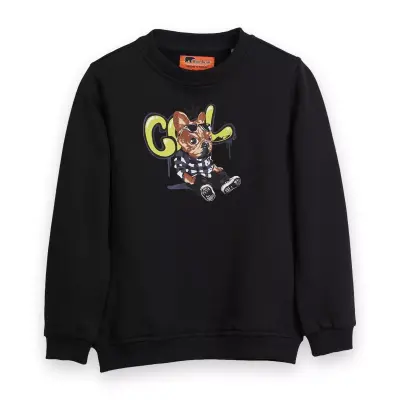 Bad Bear 24.06.12.004 Javed Crewneck Jr Sweat Siyah Erkek Çocuk Sweatshirt 