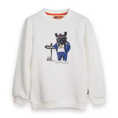 Bad Bear 24.06.12.006 Panther Crewneck Jr Sweat Beyaz Çocuk Sweatshirt 