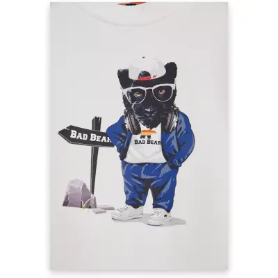 Bad Bear 24.06.12.006 Panther Crewneck Jr Sweat Beyaz Çocuk Sweatshirt - 3