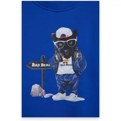 Bad Bear 24.06.12.006 Panther Crewneck Jr Sweat Mavi Çocuk Sweatshirt - 3