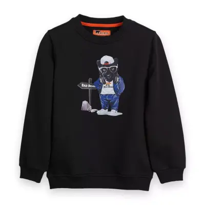 Bad Bear 24.06.12.006 Panther Crewneck Jr Sweat Siyah Çocuk Sweatshirt 