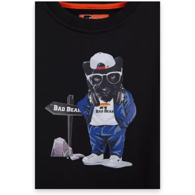 Bad Bear 24.06.12.006 Panther Crewneck Jr Sweat Siyah Çocuk Sweatshirt - 3