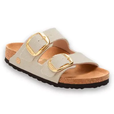 Birkenstock Arizona Big Buckle Tex Rough Vegan Krem Kadın Terlik - 1