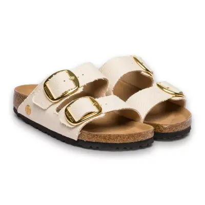 Birkenstock Arizona Big Buckle Tex Rough Vegan Krem Kadın Terlik - 3