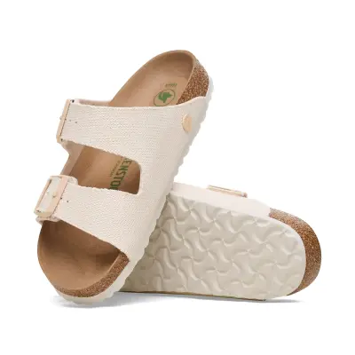 Birkenstock Arizona Tex Rough Canvas Vegan Krem Kadın Terlik - 5