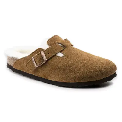 Birkenstock Boston Vl Shearling Kahverengi Kadın Terlik - 1