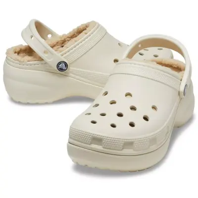 Crocs 207938 Classic Platform Lined Clog W Krem Kadın Terlik - 4