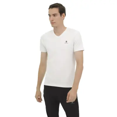 Lumberjack Ct111 Basic Modal V Neck Beyaz-Siyah Erkek T-Shirt - 1