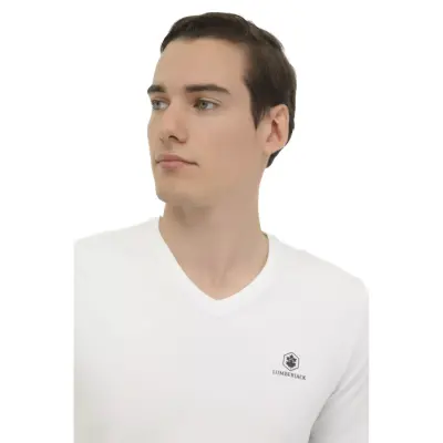 Lumberjack Ct111 Basic Modal V Neck Beyaz-Siyah Erkek T-Shirt - 3