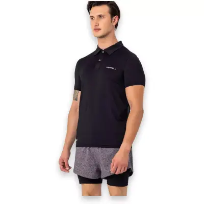 Merrell M4Pacem Polo Yaka Kısa Kollu Siyah Erkek T-Shirt - 1