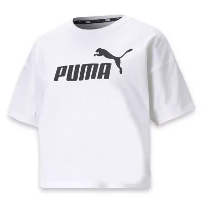 Puma 586866 Ess Cropped Logo Beyaz Kadın T-Shirt - 4