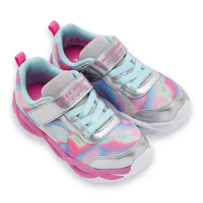 Skechers 303716-B Twisty Glow Sorbet Swirl Gümüş Kız Çocuk Spor Ayakkabı - 1