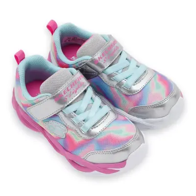 Skechers 303716L Twisty Glow Sorbet Swirl Gümüş Kız Çocuk Spor Ayakkabı 