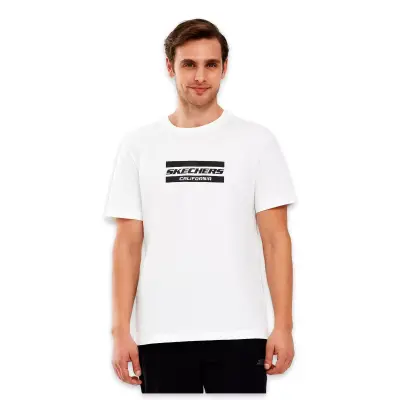 Skechers S241056 Graphic M Sleeve Beyaz Erkek T-Shirt 