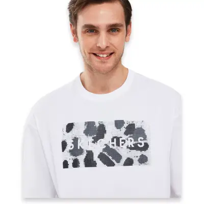 Skechers S241076 Graphic M Sleeve Beyaz Erkek T-Shirt - 5