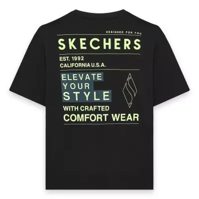 Skechers S242134 M Graphic Tee Heavy Weight Oversize Siyah Erkek T-Shirt - 2