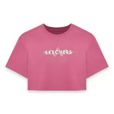 Skechers S242142 W Graphic Tee Light Weight Regular Pembe Kadın T-Shirt - 1