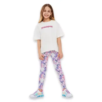 Skechers Sk241048 Legging G Ankle Tayt Beyaz Kız Çocuk Tayt - 5