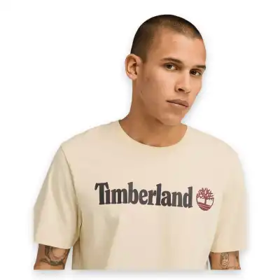 Timberland Tb0A5Upq Linear Logo Sleeve Krem Erkek T-Shirt - 3