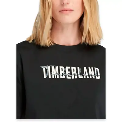 Timberland Tb0A5Vs3 Cropped Sleeve Tee T Siyah Kadın T-Shirt - 4