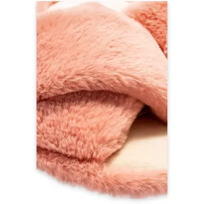 Twigy Cc0181Z Tw Çapraz Peluş Ev Terliği Pembe Kadın Terlik - 4