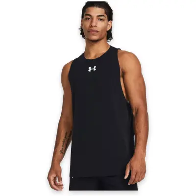 Under Armour 1361901 Ua Baseline Cotton Tank Siyah-Beyaz Erkek Atlet - 1