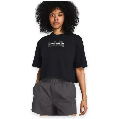 Under Armour 1386846 Ua W Boxy Crop Branded Ss Siyah Kadın T-Shirt 