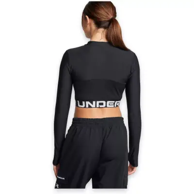 Under Armour 1388692 Heatgear Rib 1/4 Zip Ls Siyah Kadın T-Shirt - 2